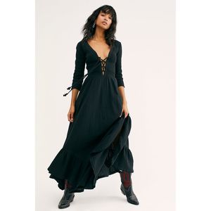 New Free People Black Swan Embroidered Maxi Dress